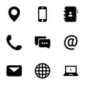 Set of black icon isolated on white background, on theme Contacts and communication Royalty Free Stock Photo