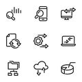 Set of black icon isolated on white background, on theme Sorting and analyzing data