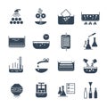 Set of black icons manufacture of beverages production Royalty Free Stock Photo