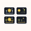 Set of black icons on the theme of ecology. Vector illustration Royalty Free Stock Photo