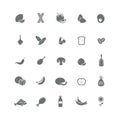 Set of black icons with useful products.