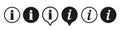 Set black information icons. Info button. Black bubbles pointers information info signs