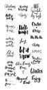 Set of 22 black ink christmas and happy new year celebration holidays hand lettering quotes to greeting card, banner, poster, Royalty Free Stock Photo