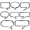 Set of black ink doodled speech bubbles, vector illustration isolated on a white background Royalty Free Stock Photo