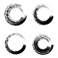 Set of black ink round brush stroke on white background. Vector illustration Royalty Free Stock Photo