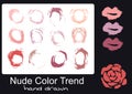 Set of black ink splashes and drops. Nude color trend hand drawn spray design elements. Blobs and spatters. Isolated vector Royalty Free Stock Photo