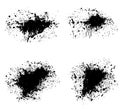 set of black ink splashes vector illustration, black and white grunge splatter background, a set of black ink circles brush bundle Royalty Free Stock Photo