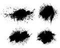 set of black ink splashes vector illustration, black and white grunge splatter background, a set of black ink circles brush bundle Royalty Free Stock Photo