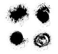 set of black ink splashes vector illustration, black and white grunge splatter background, a set of black ink circles brush bundle Royalty Free Stock Photo