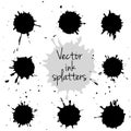 Set of black ink splatters Royalty Free Stock Photo