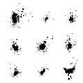 Set of black ink vector splashes