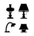 Set of black isolated contour silhouettes of table Royalty Free Stock Photo