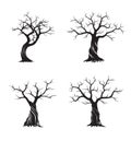 Set of black Olive Trees on white background. Vector Illustration and concept pictogram