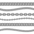 Set of black isolated outline chains on white background. Seamless pattern of line chain. Decorative border