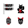 Set of black japan art and culture icons
