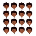 Set of black kids emotions. Facial expression. Royalty Free Stock Photo