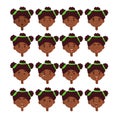 Set of black kids emotions. Facial expression. Royalty Free Stock Photo