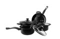 Set of black kitchen cooking pot isolated on  white background Royalty Free Stock Photo