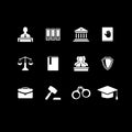 Set of black law and justice icons Royalty Free Stock Photo