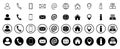 Set black line contact icons with, website icon symbol for contact us, communication signs - vector Royalty Free Stock Photo