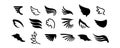 Set Black Line Flat Collection Wings Vector Icon Feather Design  Decoration Sketch Cartoon Royalty Free Stock Photo