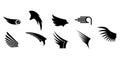 Set Black Line Flat Collection Wings Vector Icon Feather Design  Decoration Sketch Cartoon Royalty Free Stock Photo