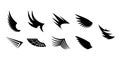 Set Black Line Flat Collection Wings Vector Icon Feather Design  Decoration Sketch Cartoon Royalty Free Stock Photo