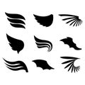 Set Black Line Flat Collection Wings Vector Icon Feather Design  Decoration Sketch Cartoon Royalty Free Stock Photo