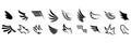 Set Black Line Flat Collection Wings Vector Icon Feather Design  Decoration Sketch Cartoon Royalty Free Stock Photo