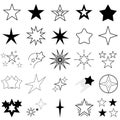 Set of black line star icon. Line icons collection for web apps and mobile concept. Symbol star. Decoration element for christmas Royalty Free Stock Photo