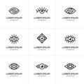 Set of black linear eye icons.