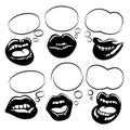 Set of black lips with bubble speech Royalty Free Stock Photo