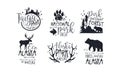 Set of black logos in support of forest protection. Vector illustration.