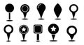 Set of Black Map Pointer Icons for Location and Navigation Royalty Free Stock Photo