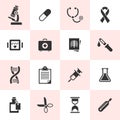 Set of black medical icons. Royalty Free Stock Photo