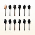 Black Spoons For Soup - Vector Illustration With Minimalist Design