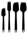 Set of Black Mixing Utensils Silhouette with Clipping Path Isolated on White BAckground Royalty Free Stock Photo