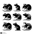 Set of Black Mouse Silhouettes Royalty Free Stock Photo