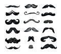 Set of black mustache icons on white background hand drawn Royalty Free Stock Photo