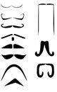 Set of black mustaches in different style