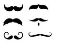 Set of black mustaches isolated on white background