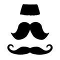 Set of black mustaches isolated on white background. Three hand drawn mustaches.