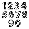 Set of black numbers with white dots in scandinavian style on white background.