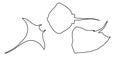 Set black outline stingray, manta ray or devilfish sign icon on white background. Vector clipart illustration