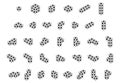 Set black outline tetris blocks isolated on white