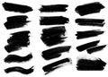 Set of black paint brush strokes. Black smears brushes