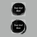 Set of black paint ink brush circles. Grunge artistic banners