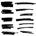 Set of black paint, ink brush strokes, brushes, lines. Royalty Free Stock Photo