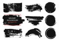 Set of black paint, ink brush strokes, brushes, lines,circles. Dirty artistic design elements, boxes, frames for text. Royalty Free Stock Photo