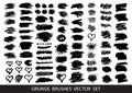 Set of black paint, ink brush strokes, brushes, lines. Dirty artistic design elements, boxes, frames for text. Vector illustration Royalty Free Stock Photo